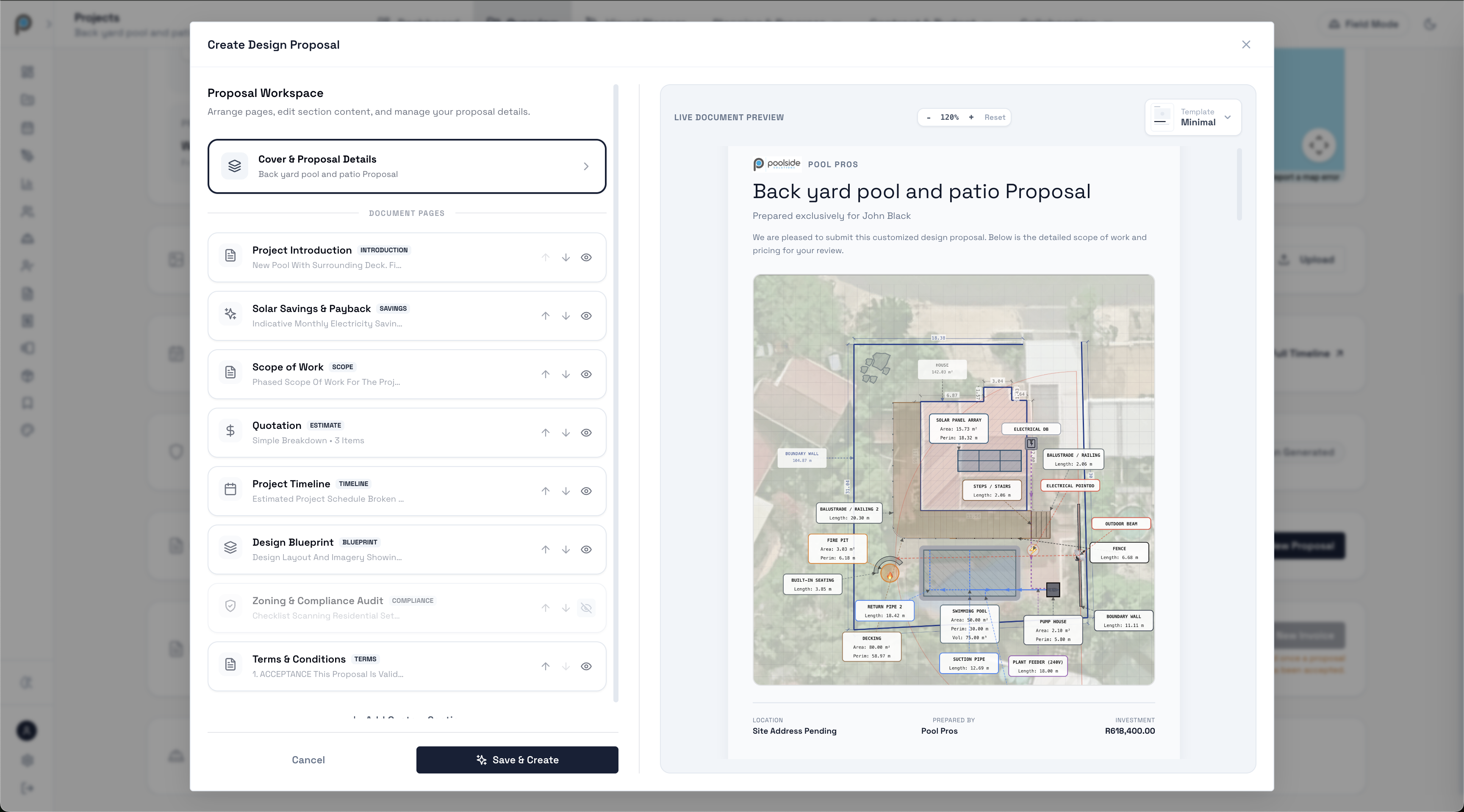 Finished client proposal from the proposal service